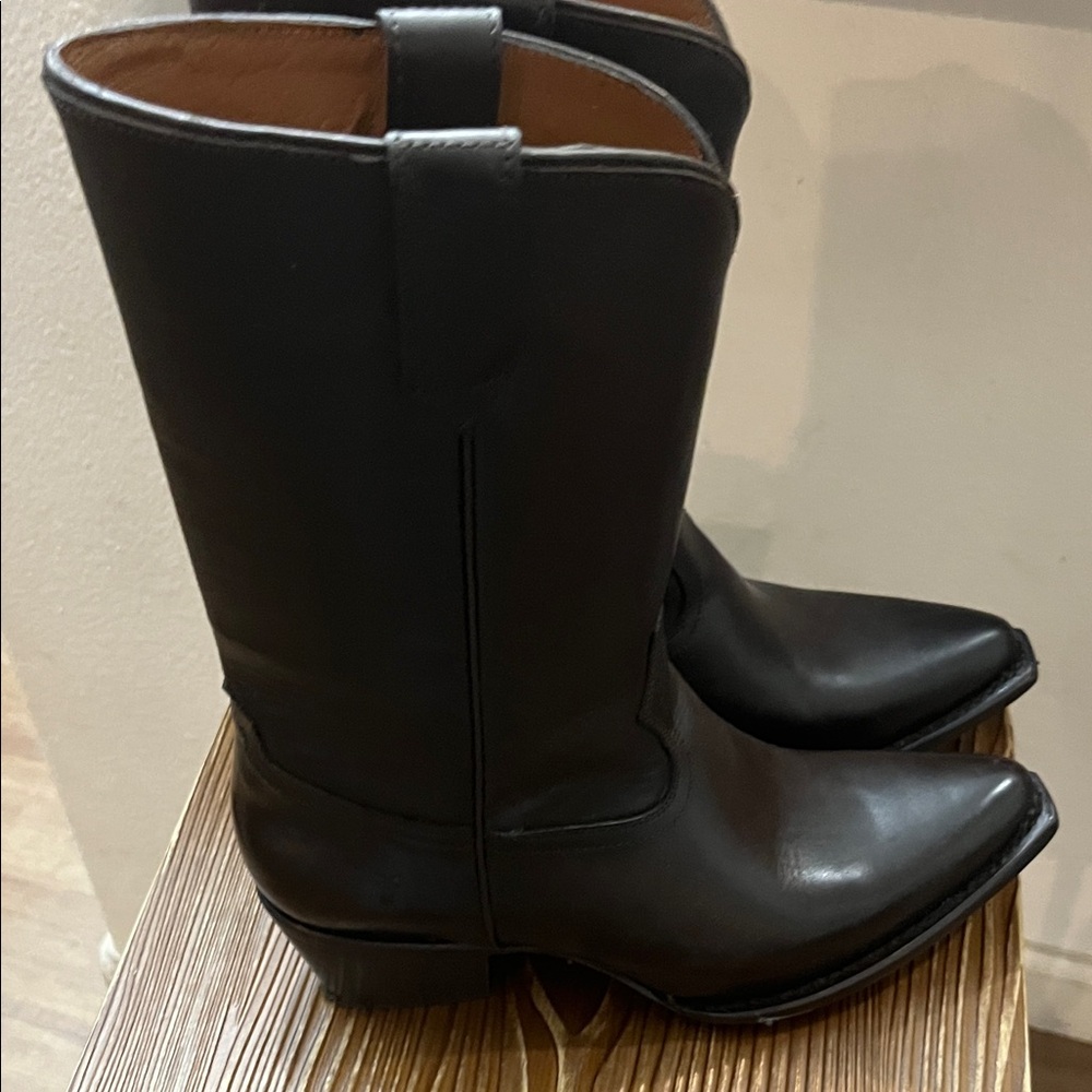 FRYE Brown Leather Cowboy Boots SACHA MID PULL ON - Picture 11 of 12